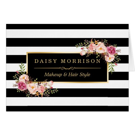 Makeup Artist Beauty Salon Gold Vintage Floral (Front Horizontal)