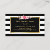 Makeup Artist Beauty Salon Gold Vintage Floral Business Card (Back)