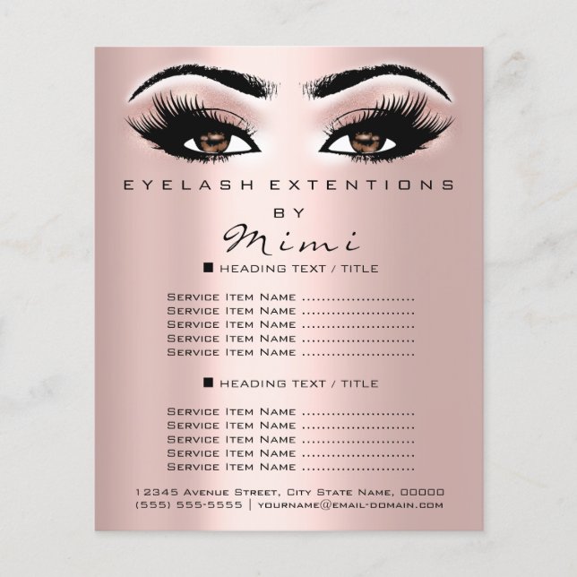 Makeup Artist Beauty Salon Lash Flyer Brown Blush (Front)