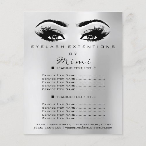 Makeup Artist Beauty Salon Lash Flyer Silver Gray