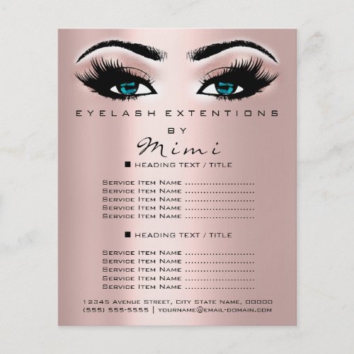 Makeup Artist Beauty Salon Lash Rose Blue Eyes Flyer