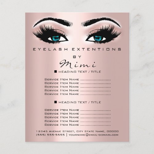 Makeup Artist Beauty Salon Lash Rose Blue Eyes Flyer