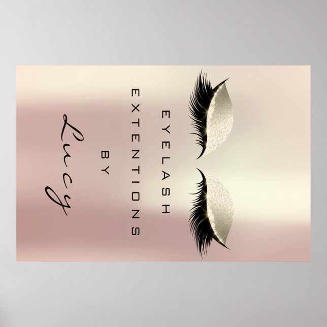 Makeup Artist Beauty Salon Lashes Eyes Rose Gold Poster (Front)