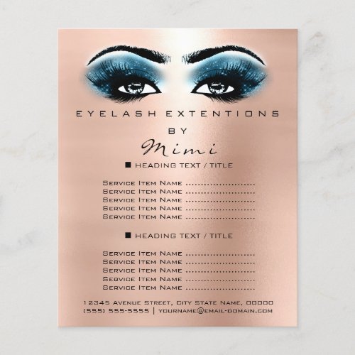 Makeup Artist Beauty Salon Lashes Flyer Blue Rose