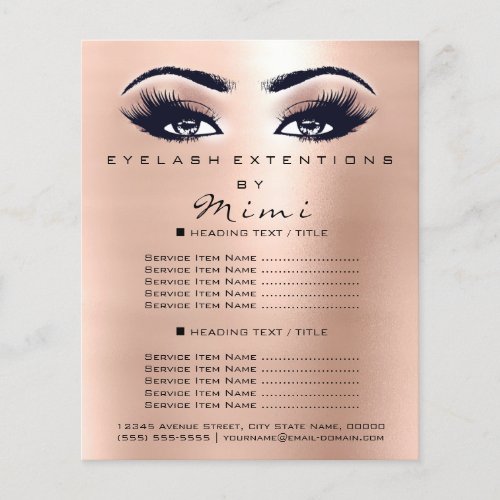 Makeup Artist Beauty Salon Lashes Flyer Eyes Rose