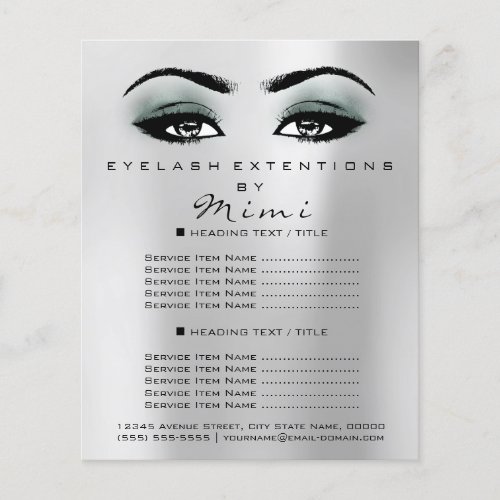 Makeup Artist Beauty Salon Lashes Flyer Gray Mint