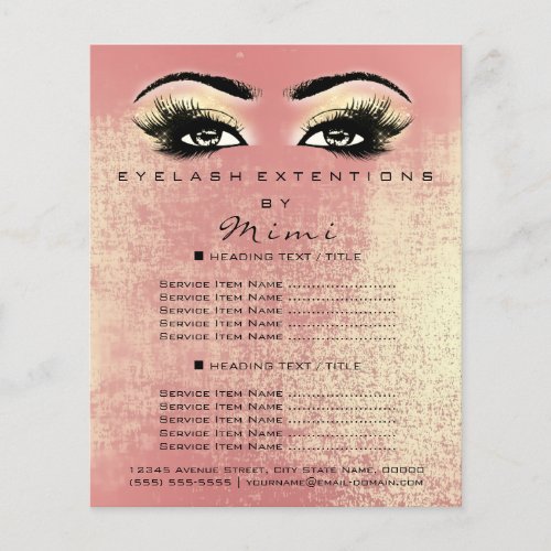 Makeup Artist Beauty Salon Lashes Flyer Peach Gold