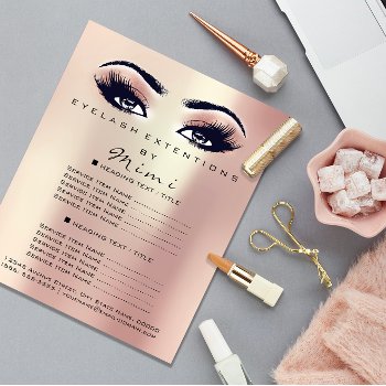 Makeup Artist Beauty Salon Lashes Flyer Pink Rose by luxury_luxury at Zazzle
