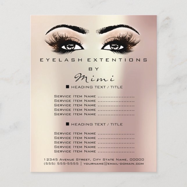 Makeup Artist Beauty Salon Lashes Flyer Rose Blush (Front)