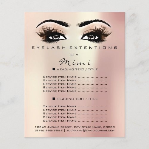 Makeup Artist Beauty Salon Lashes Flyer Rose Blush