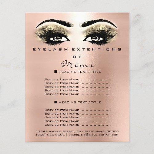 Makeup Artist Beauty Salon Lashes Flyer Rose Gold