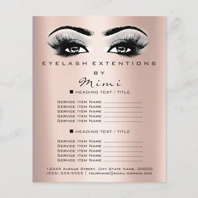 Makeup Artist Beauty Salon Lashes Flyer Rose Gray (Front)