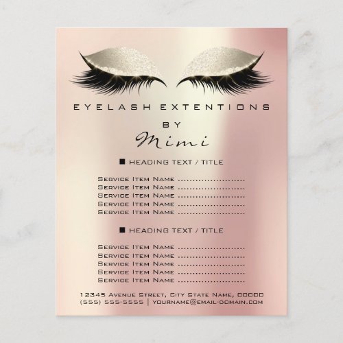 Makeup Artist Beauty Salon Lashes Flyer Rose Ivory