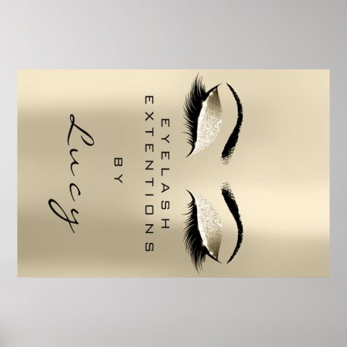 Makeup Artist Beauty Salon Lashes Ivory Glitter Poster