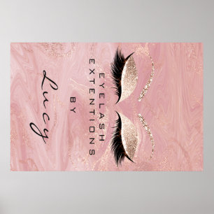 Makeup Artist Beauty Salon Lashes  Pink Glitter Poster