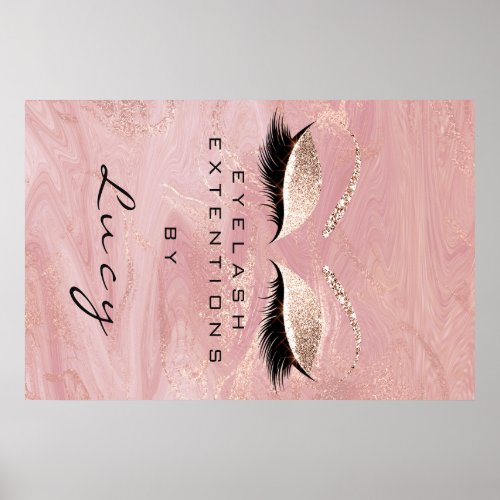 Makeup Artist Beauty Salon Lashes  Pink Glitter Poster
