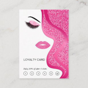 Makeup Artist Beauty Salon Light Pink Glitter Loyalty Card
