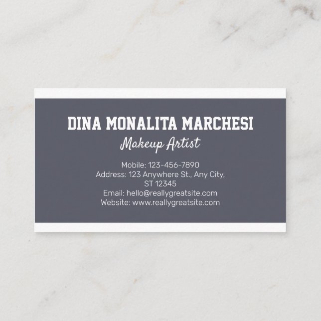 Makeup Artist Beauty Salon metallic  Business Card (Back)