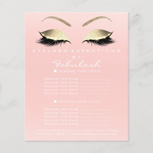Makeup Artist Beauty Salon Price List Flyer Pink