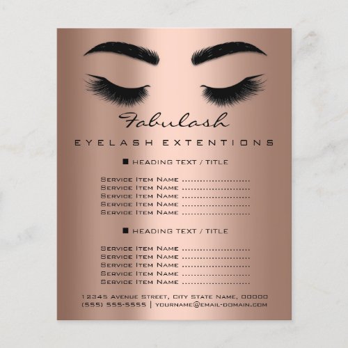 Makeup Artist Beauty Salon Price List Skinny Rose Flyer