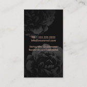 Makeup Artist Beauty Salon Rose Gold Black Floral Business Card (Back)