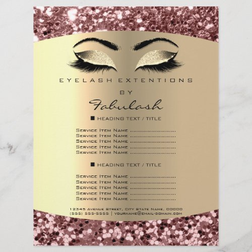 Makeup Artist Beauty Salon Rose Gold Flyer Prices