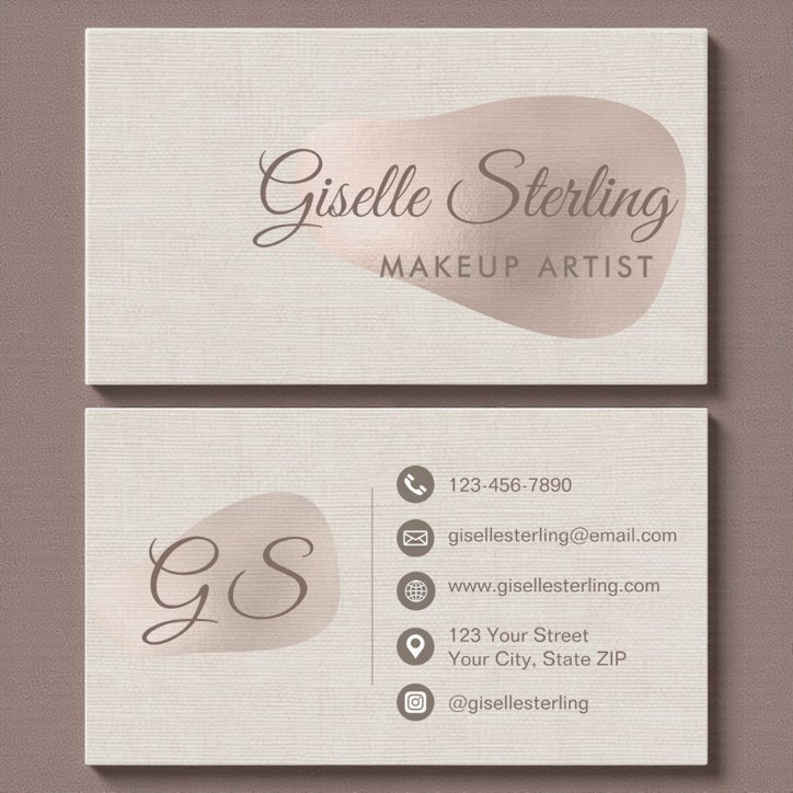 Makeup Artist Beige Linen Beauty Business Card