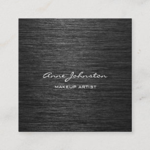 Makeup Artist Black Brushed Metal Square Business Card