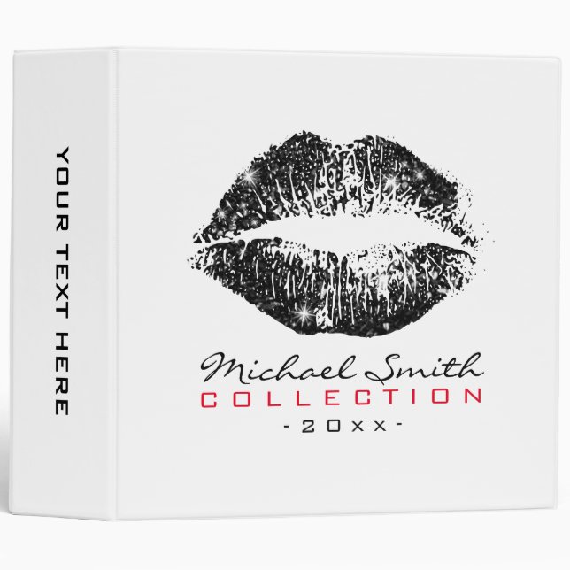 Makeup Artist Black Glitter Lips Binder (Front/Spine)