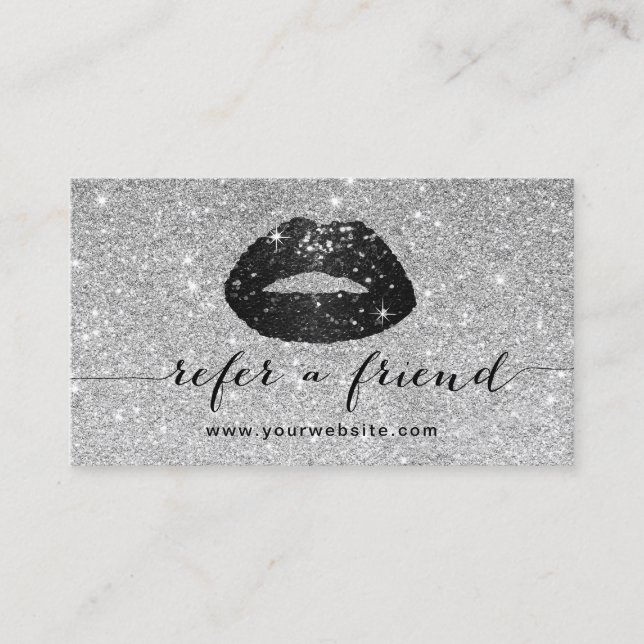 Makeup Artist Black Glitter Lips Silver Referral (Front)