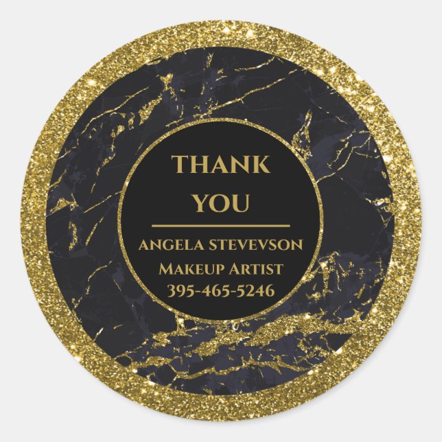 Makeup Artist Black Gold Marble stickers (Front)