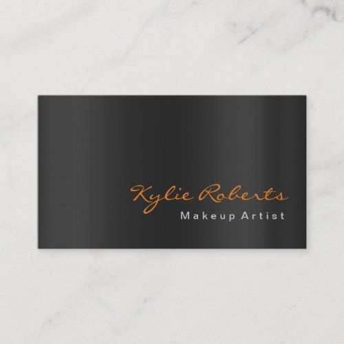 Makeup Artist Black Gray Orange Calligraphy Business Card