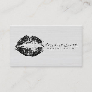 Makeup Artist Black Lips Modern Wood #3 Business Card