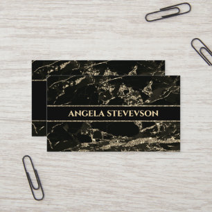 Makeup Artist Black Marble Gold Business Card