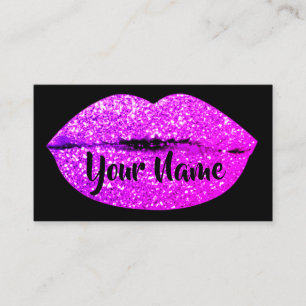 Makeup Artist Black Pink Kiss Lips Sugar Glitter Business Card