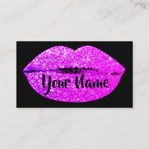 Makeup Artist Black Pink Kiss Lips Sugar Glitter Business Card