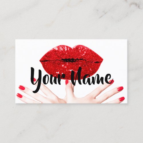 Makeup Artist Black Red Kiss Lips VIP Nails Business Card