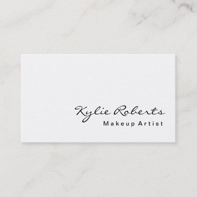 Makeup Artist Black & White Calligraphy Business Card (Front)