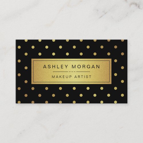Makeup Artist - Black White Gold Dots Business Cards