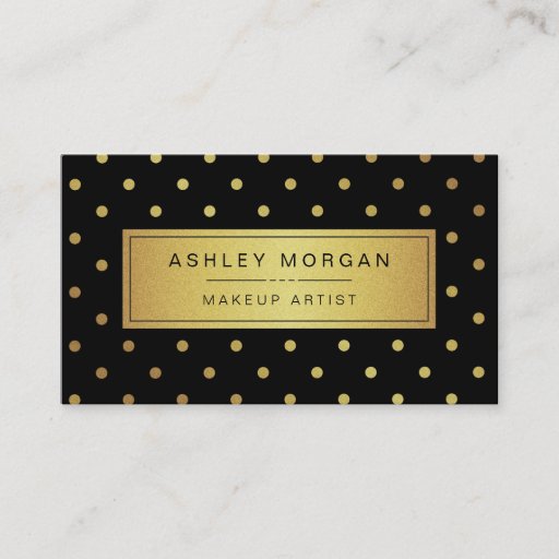 Customizable Makeup Artist - Black White Gold Dots Business Cards