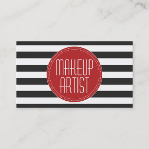 Makeup Artist Black & White Stripes Business Card