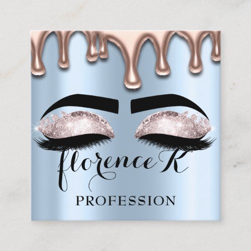 Makeup Artist Blue Brows Eyelashes Rose Lashes Square Business Card