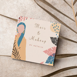 Makeup Artist Blue Hair Girl Illustration Bohemian Square Business Card