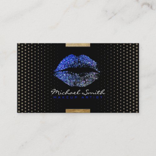 Makeup Artist Blue Lips Modern Dots Business Card