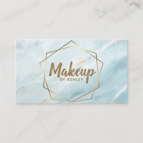 Makeup Artist Blue Marble Geometric Terrarium Business Card