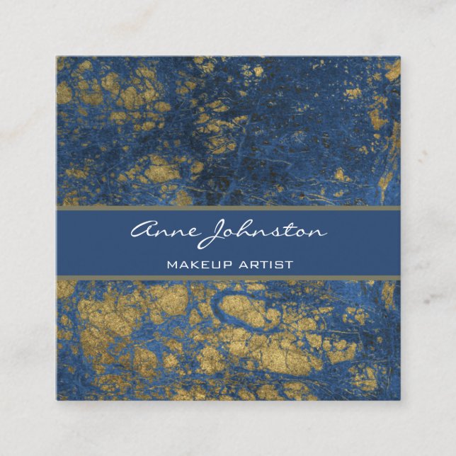 Makeup Artist Blue Marble Square Business Card (Front)