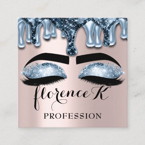 Makeup Artist Blue Rose Brows Eyelashes Extensions Square Business Card