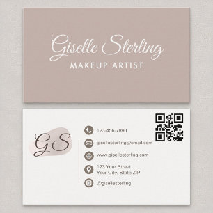 Makeup Artist Blush Mauve Modern Elegant QR Code Business Card