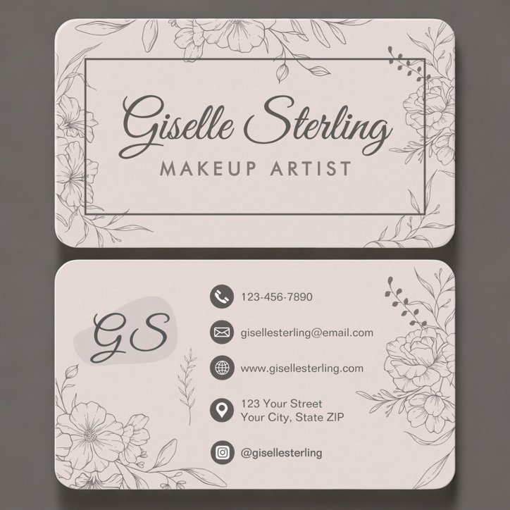 Makeup Artist Blush Pink Floral Business Card
