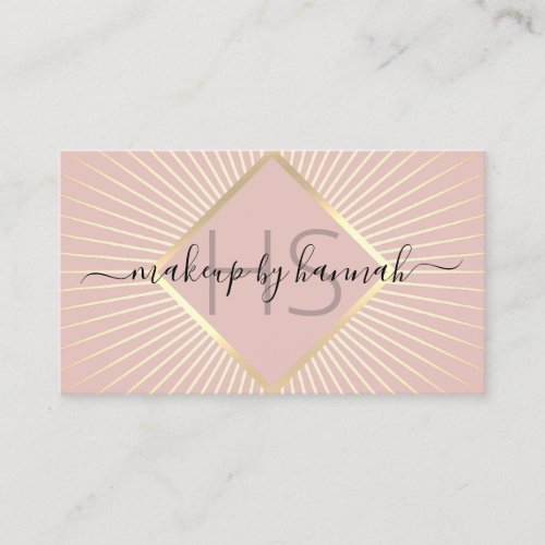 Makeup Artist Blush Pink  Gold Beauty Salon Business Card